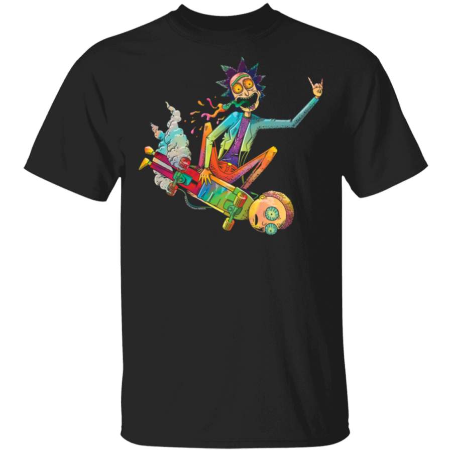 Rick and Morty Psychedelic Rick with Skateboard Morty T-Shirt