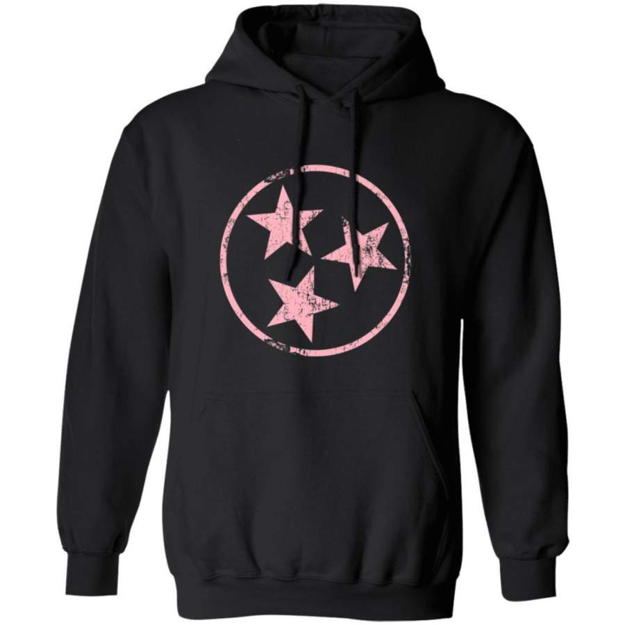 Distressed Pink 3 Star TN Flag Fun Pink Tennessee State Flag Hoodie