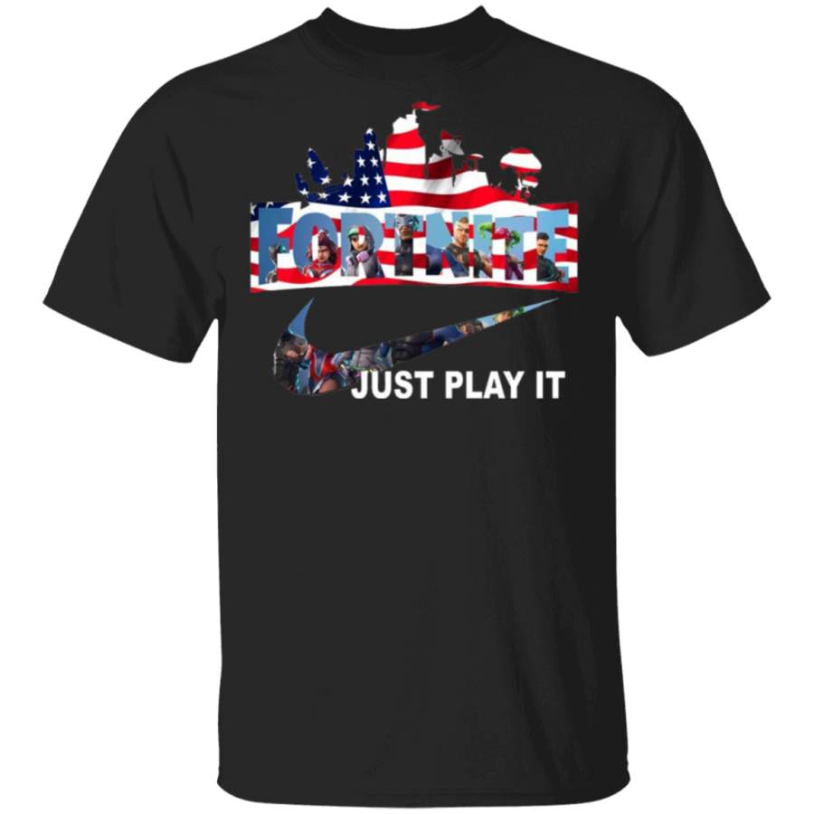 Fortnite Just Play It American Flag T Shirt