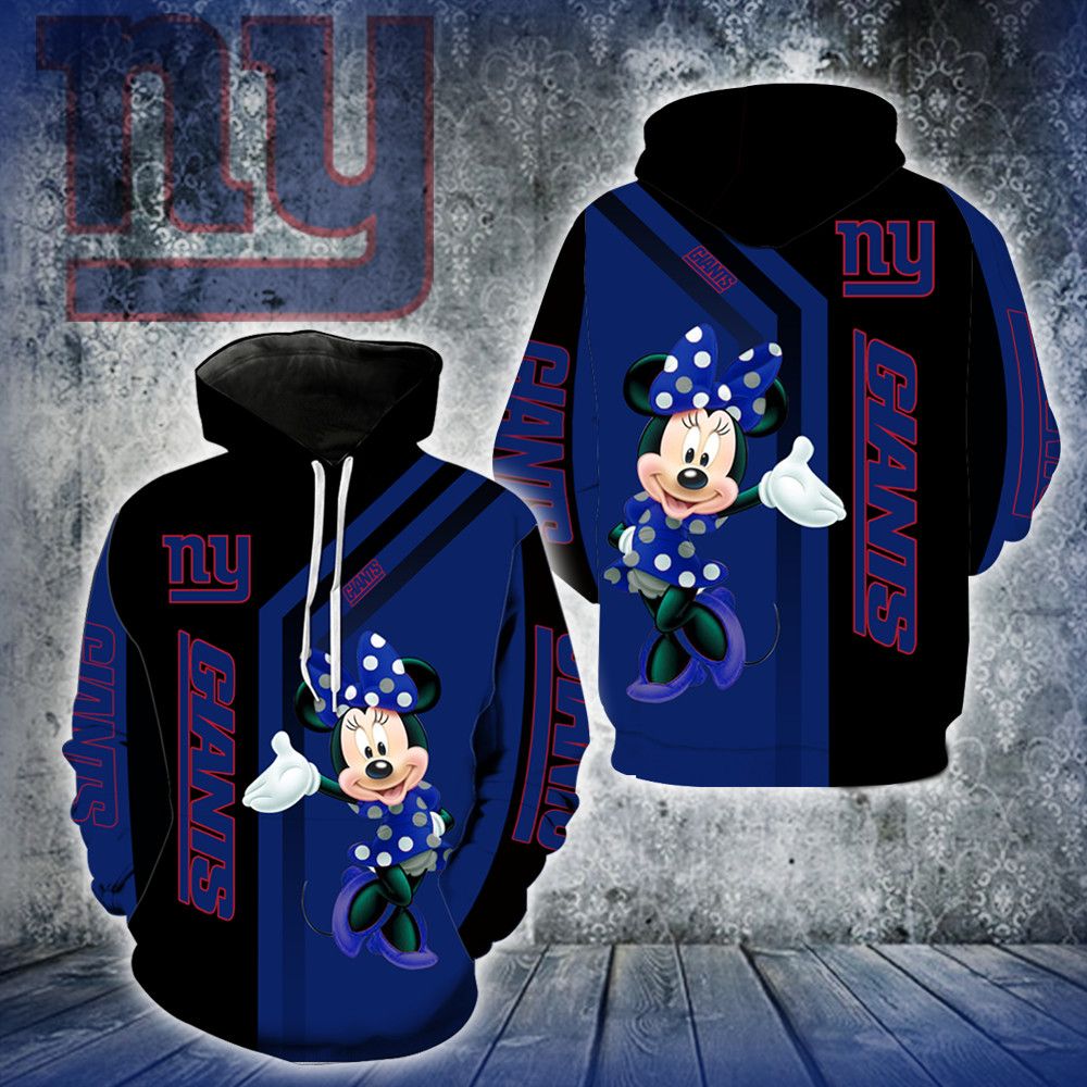 3D DIGITAL PRINT SPORTS PULLOVER HOODIES MINNIE & NEW YORK GIANTS