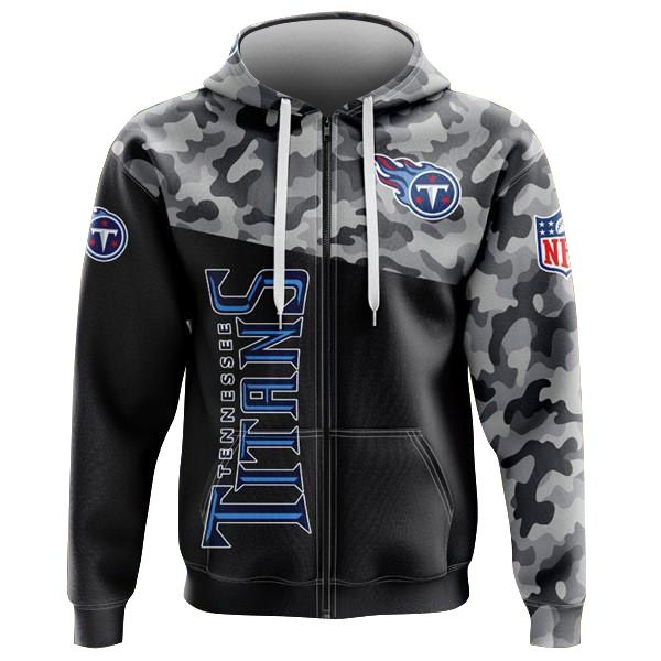 Camo Tennessee Titans Zip Hoodie Sweatshirt 2