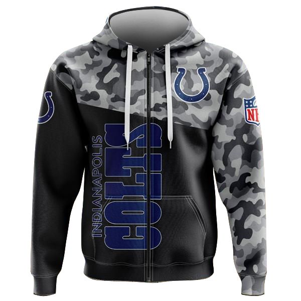 Camo Indianapolis Colts Zip Hoodie Sweatshirt 2