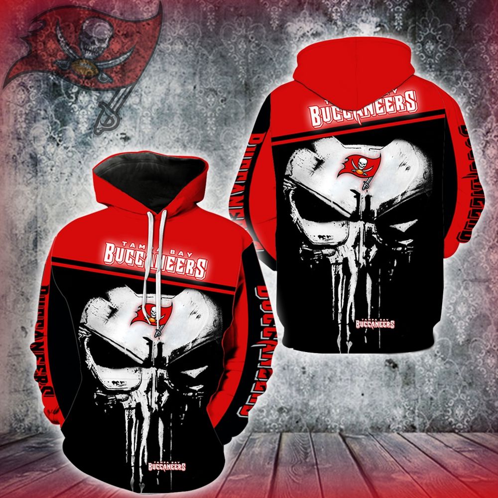 3D DIGITAL PRINT SPORTS PULLOVER HOODIES PUNISHER & TAMPA BAY BUCCANEERS