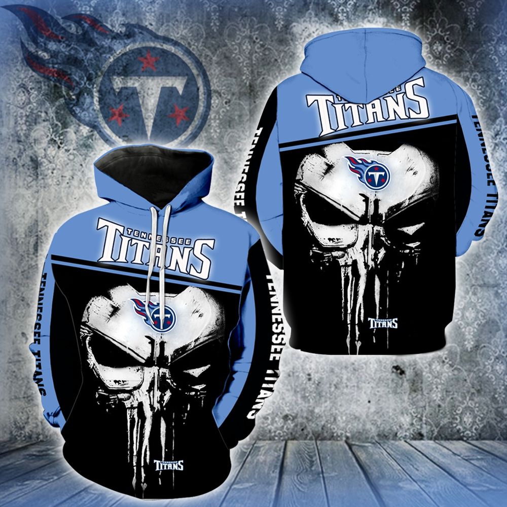 3D DIGITAL PRINT SPORTS PULLOVER HOODIES PUNISHER &TENNESSEE TITANS