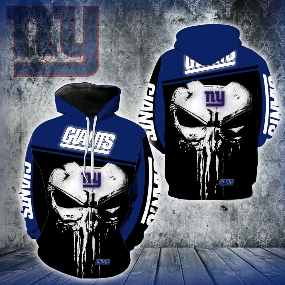 3D DIGITAL PRINT SPORTS PULLOVER HOODIES PUNISHER &NEW YORK GIANTS