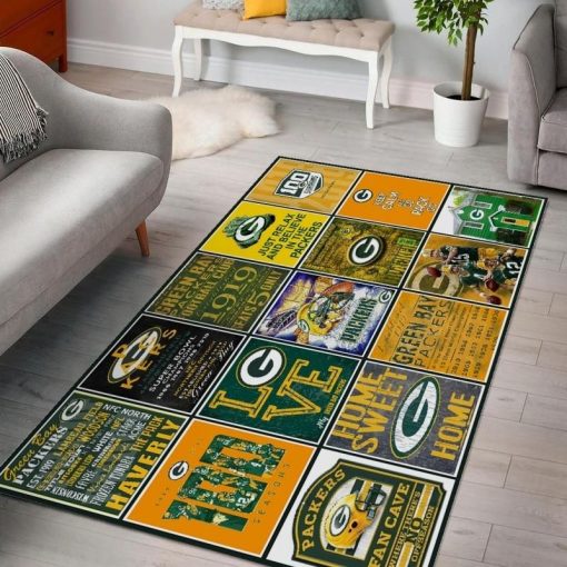 Green Bay Packers Fan Made Rug All Over Print Logo Custom Area Rug Carpet Full Sizes Home Living Rug Carpet Decor