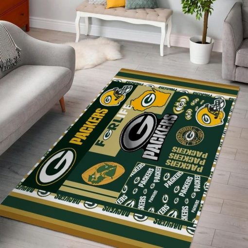 Green Bay Packers Ver 3 Rug All Over Print Logo Custom Area Rug Carpet Full Sizes Home Living Rug Carpet Decor