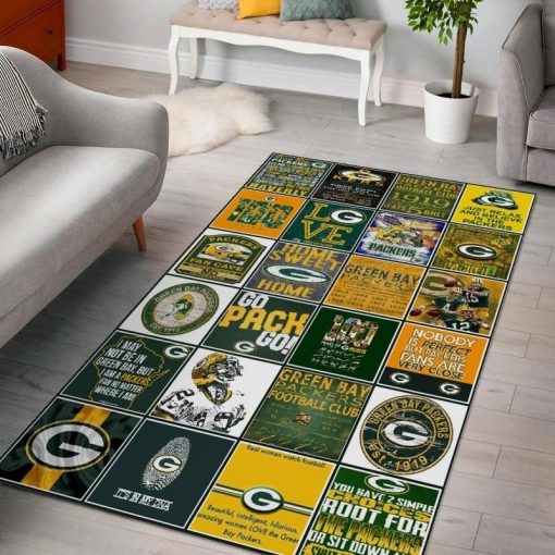 Green Bay Packers Ver 5 Rug All Over Print Logo Custom Area Rug Carpet Full Sizes Home Living Rug Carpet Decor