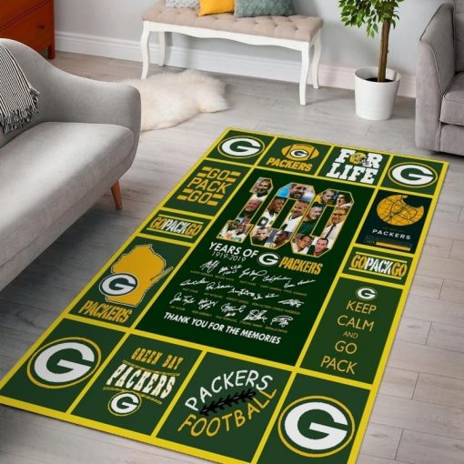 Green Bay Packers Ver 10 Rug All Over Print Logo Custom Area Rug Carpet Full Sizes Home Living Rug Carpet Decor