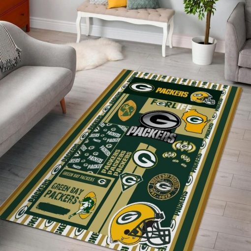 Green Bay Packers Ver 7 Rug All Over Print Logo Custom Area Rug Carpet Full Sizes Home Living Rug Carpet Decor