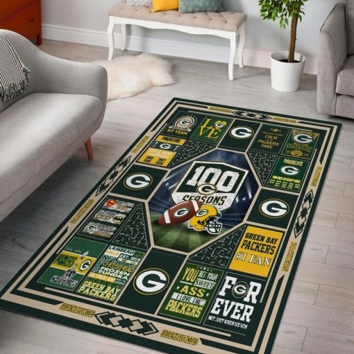 Green Bay Packers Ver 8 Rug All Over Print Logo Custom Area Rug Carpet Full Sizes Home Living Rug Carpet Decor