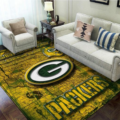 Green Bay Packers Football Team Rug All Over Print Logo Custom Area Rug Carpet Full Sizes Home Living Rug Carpet Decor