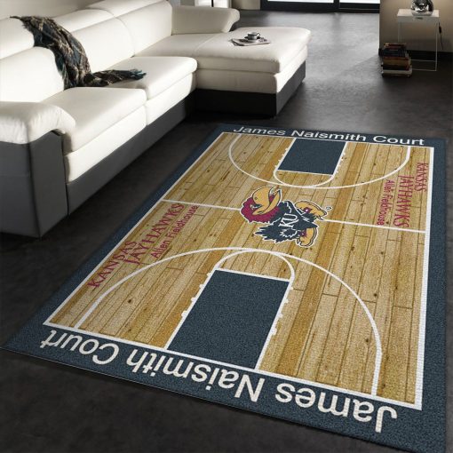 College Home Court Kansas Basketball Team Logo Rug All Over Print Logo Custom Area Rug Carpet Full Sizes Home Living Rug Carpet Decor