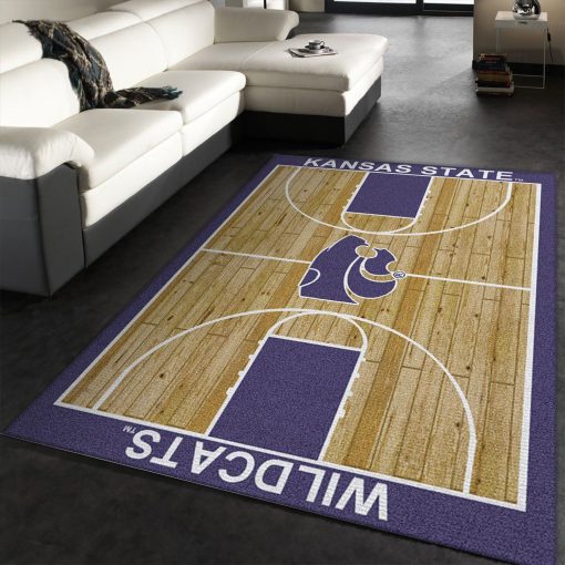 College Home Court Kansas State Basketball Team Logo Rug All Over Print Logo Custom Area Rug Carpet Full Sizes Home Living Rug Carpet Decor