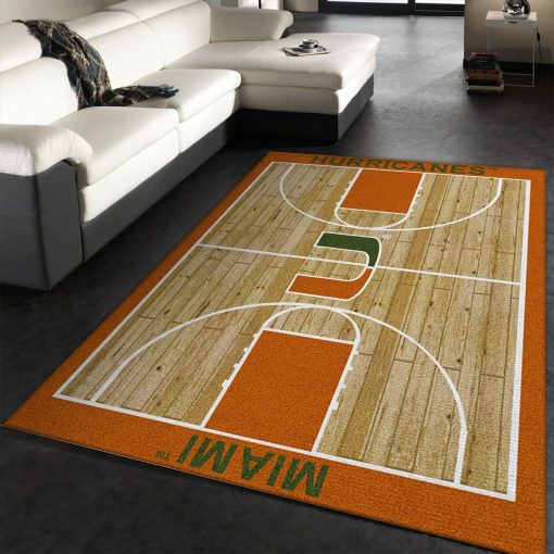 College Home Court Miami Basketball Team Logo Rug All Over Print Logo Custom Area Rug Carpet Full Sizes Home Living Rug Carpet Decor