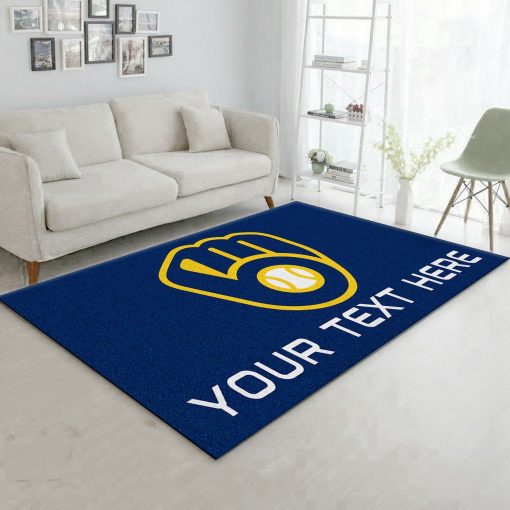 Customizable Milwaukee Brewers Personalized Accent Rug Rug All Over Print Logo Custom Area Rug Carpet Full Sizes Home Living Rug Carpet Decor