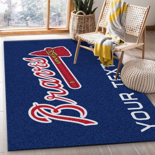 Customizable Atlanta Braves Personalized Accent Rug All Over Print Logo Custom Area Rug Carpet Full Sizes Home Living Rug Carpet Decor