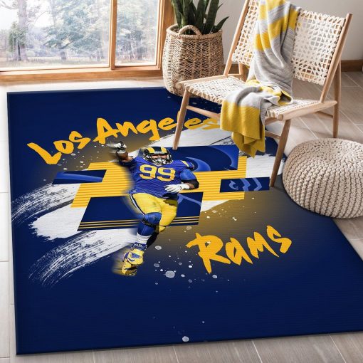 Aaron Donald 99 Los Angeles Rams Rug All Over Print Logo Custom Area Rug Carpet Full Sizes Home Living Rug Carpet Decor