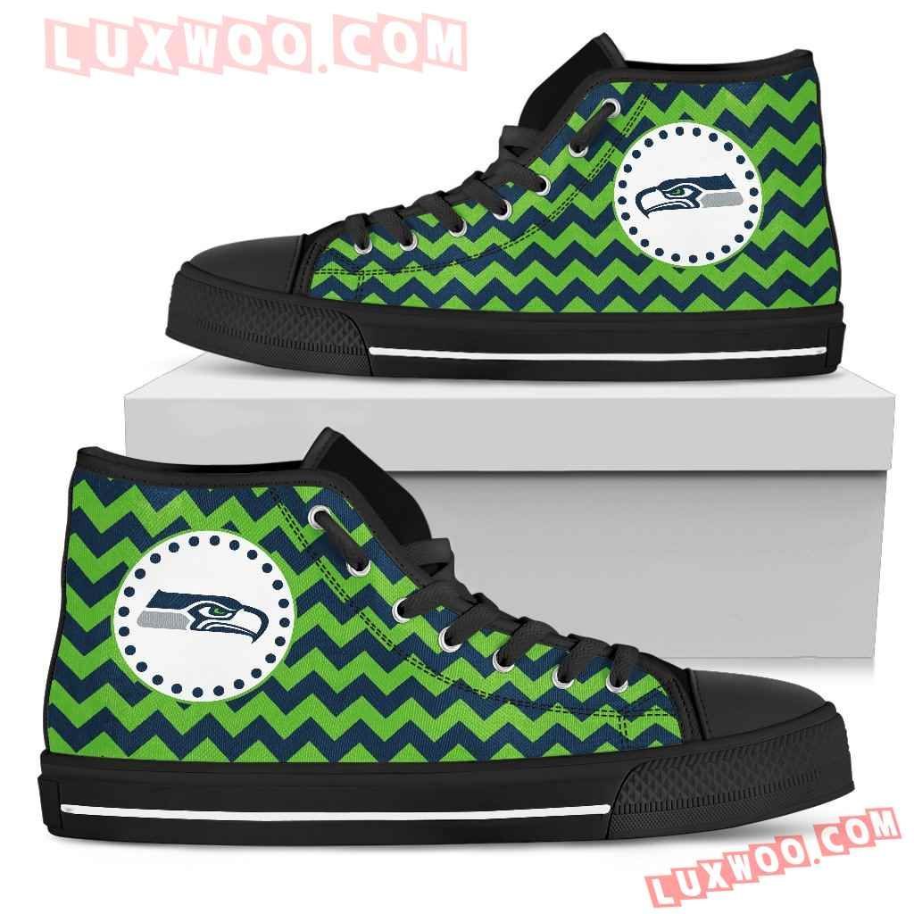 Chevron Broncos Seattle Seahawks High Top Shoes Sport Sneakers