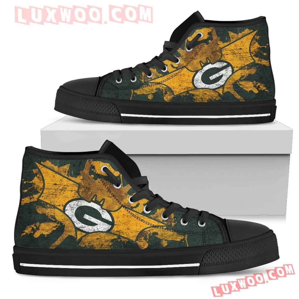 Batman Style Green Bay Packers High Top Shoes Sport Sneakers