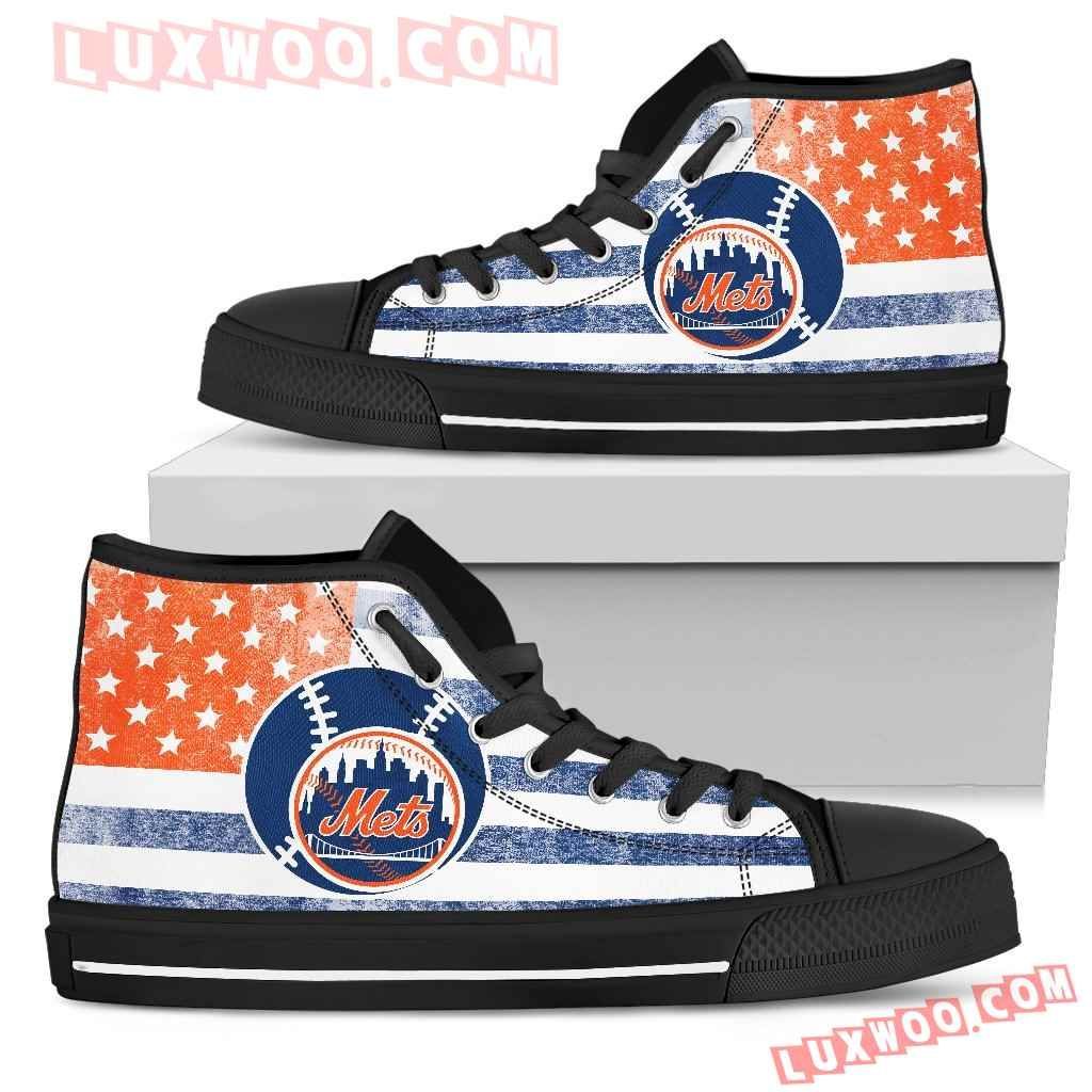 Flag Rugby New York Mets High Top Shoes Sport Sneakers