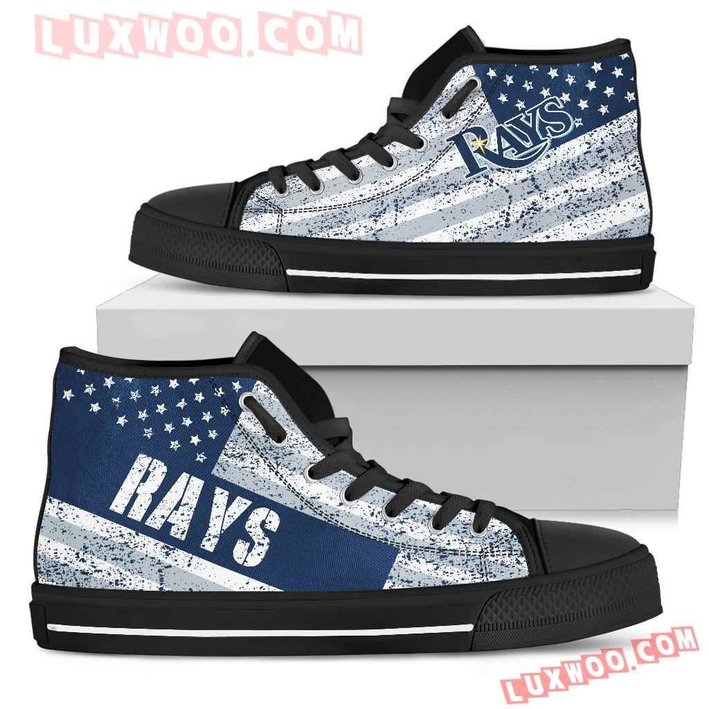 America Flag Italic Vintage Style Tampa Bay Rays High Top Shoes Sport Sneakers