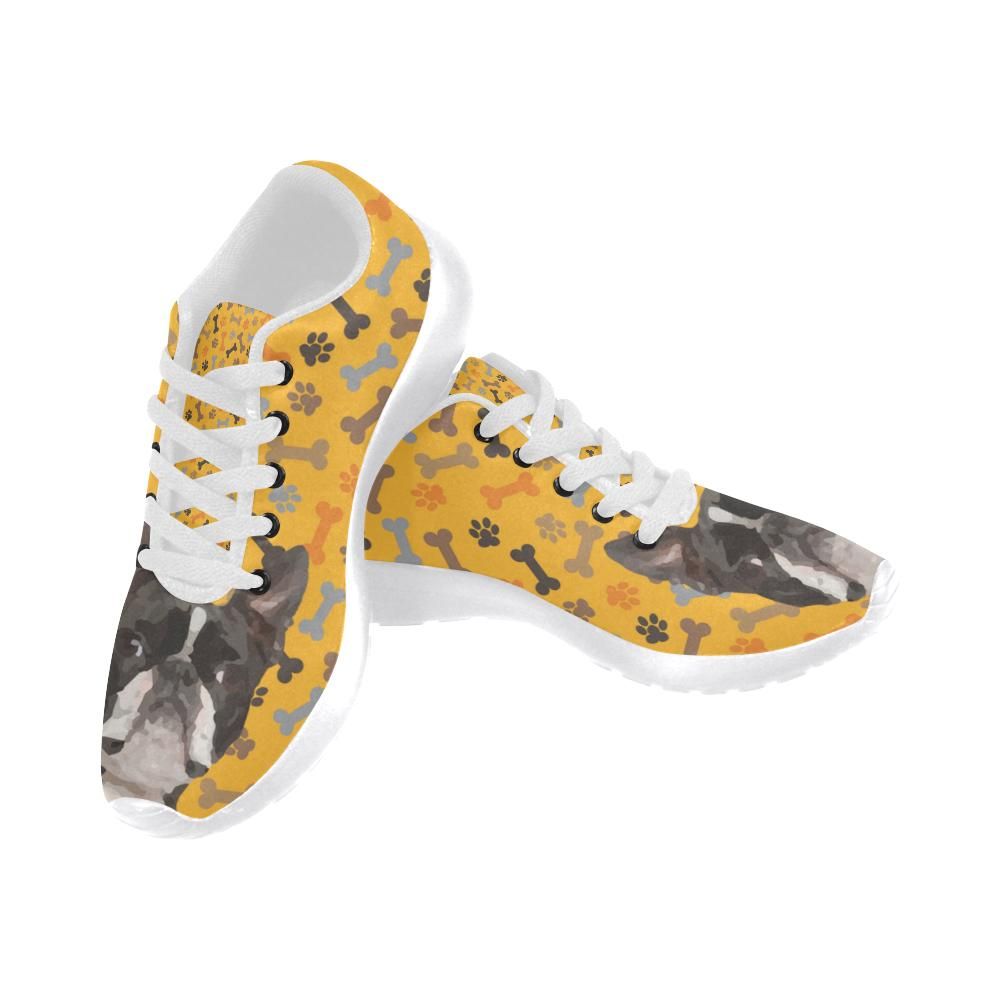 Boston Terrier White Sneakers Shoes