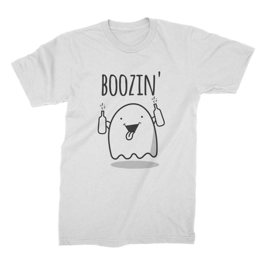 Boozin Ghost Shirt Funny Ghost Halloween Tshirt Im Here for the Boos