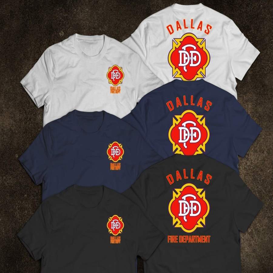 New Dallas Firefighter Fire Department Rare Firearm Logo T-Shirt