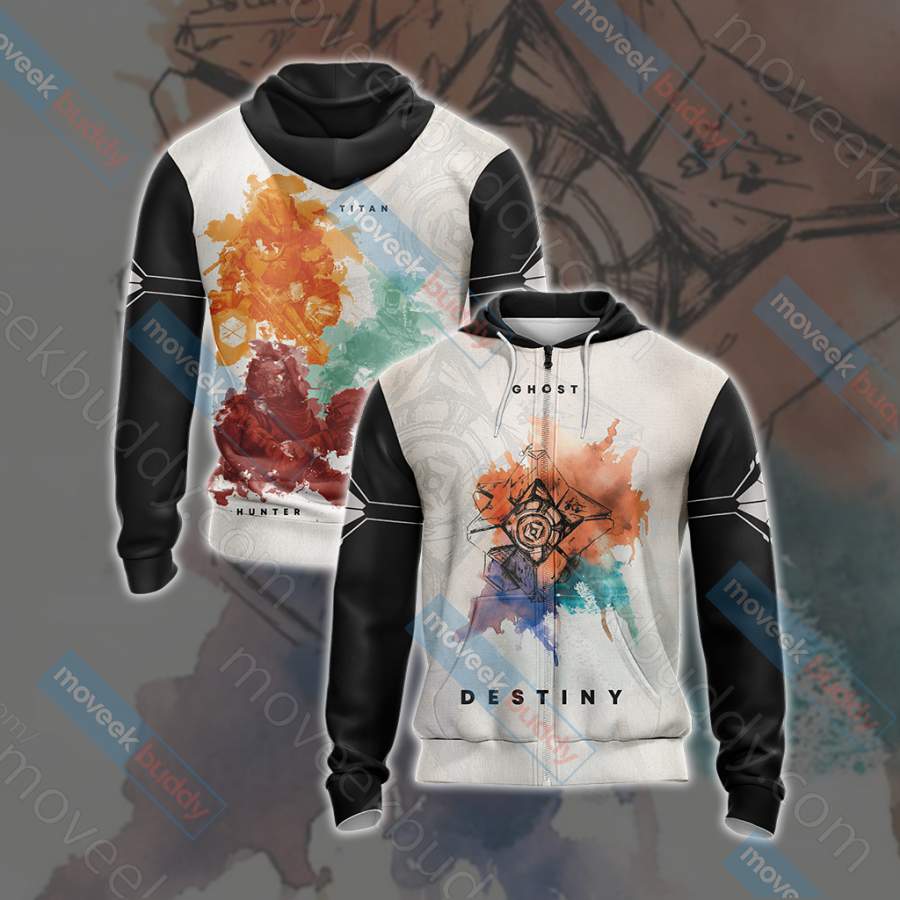 Destiny – Ghost New Look Zip Up All-over print unisex pullover hoodie