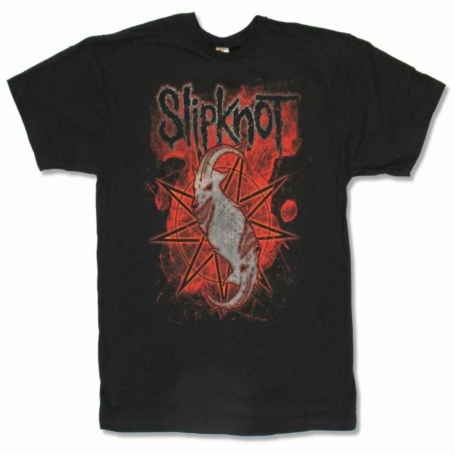 Slipknot Goat Logo Red Splatter Nonagram Black T Shirt