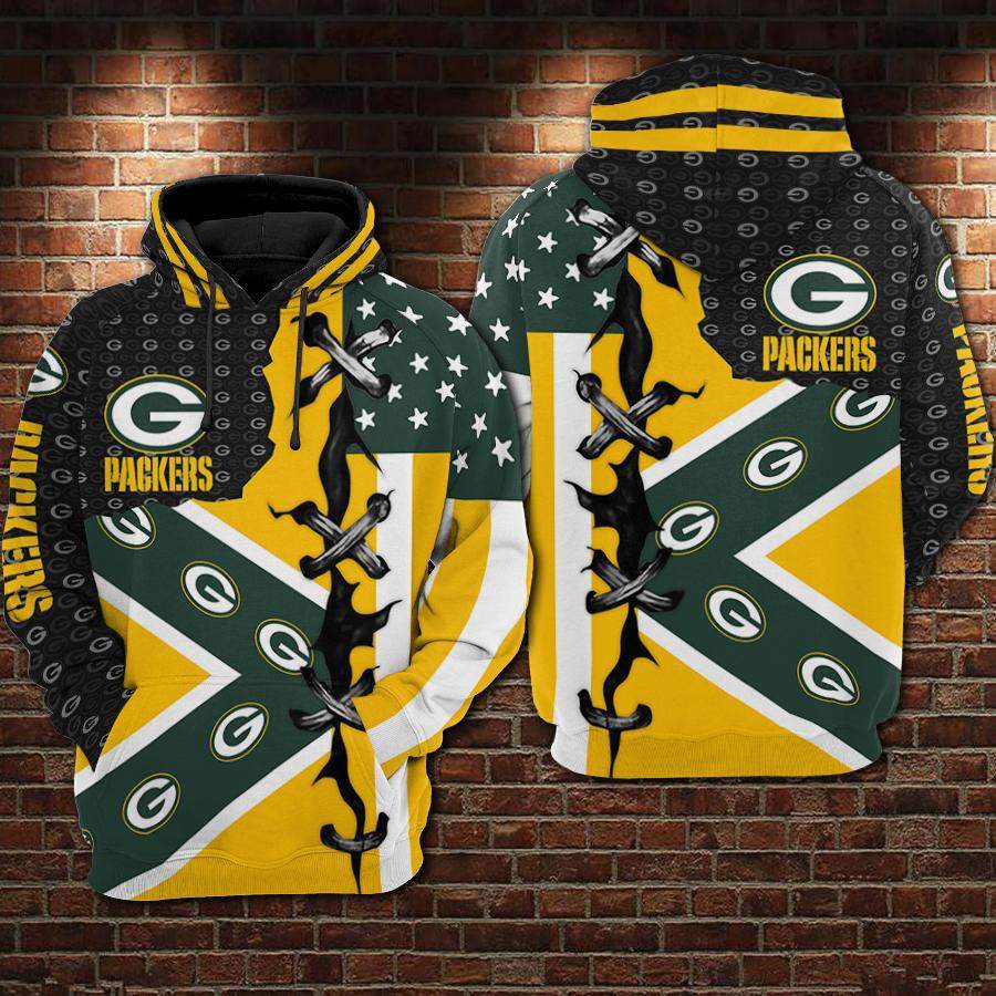 Green Bay Packers Hoodie 3D Style3062 All Over Printed