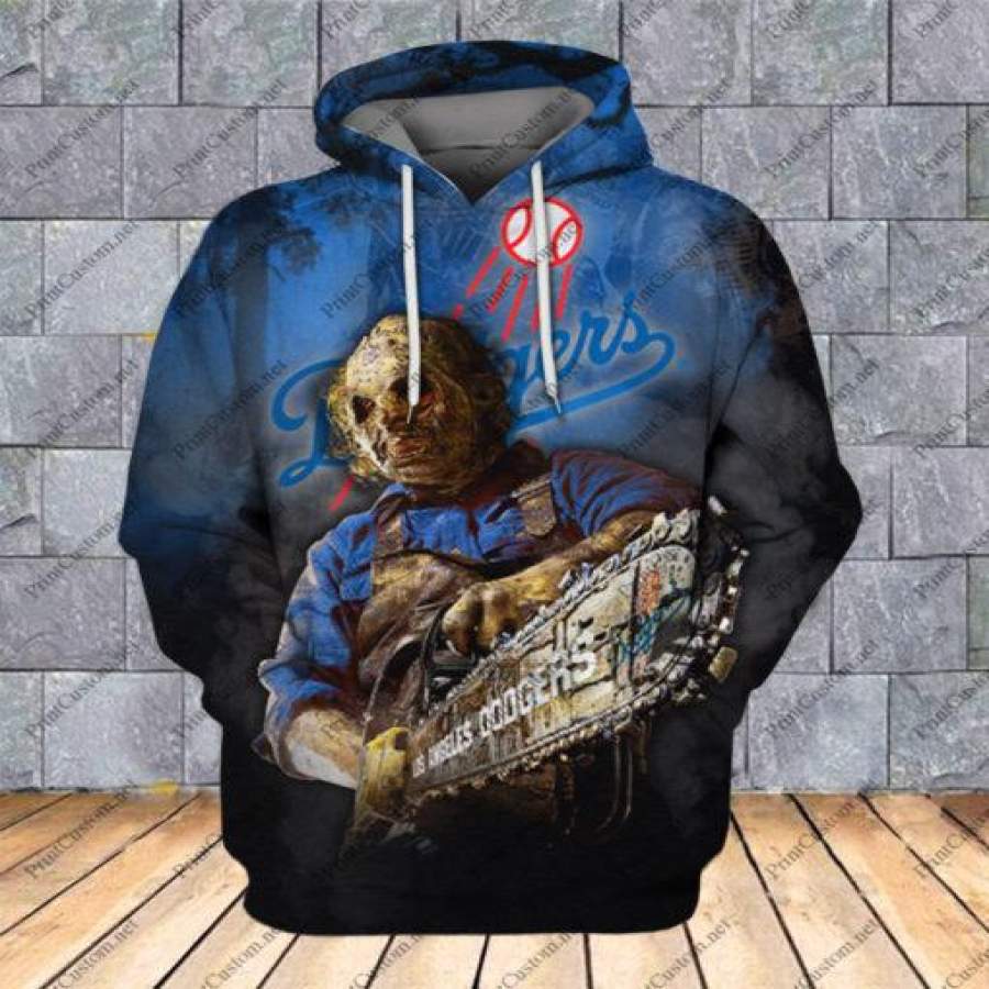 Horror Los Angeles Dodgers All Over Print ?C Los Angeles Dodgers 3D Hoodie – Los Angeles Rams With Jason Voorhees Hoodie