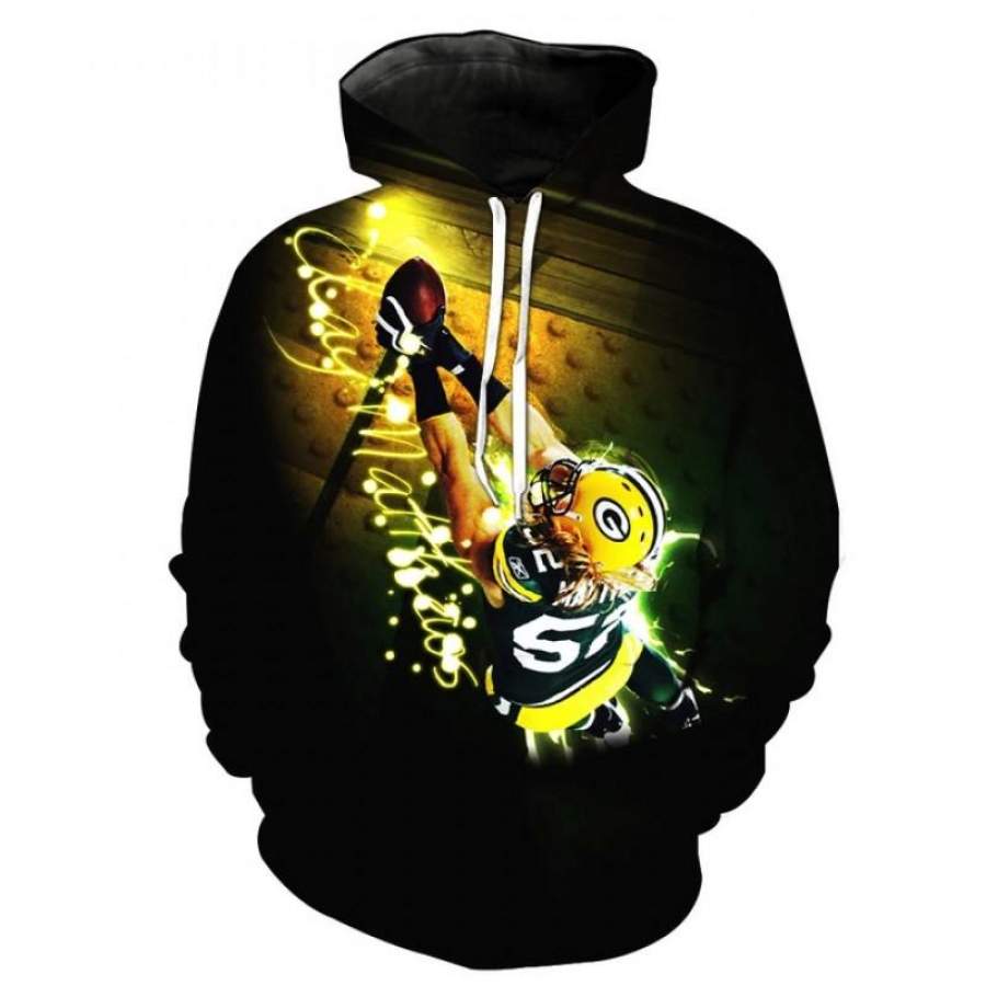 Green Bay Packers Awesome Black Hoodie Unisex 3D All Over Print