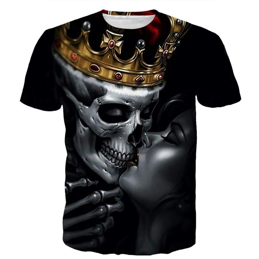 Crowned Skull King “Kiss Of The Ghost” Gothic 3D Printed T-Shirt 3D All Over Print