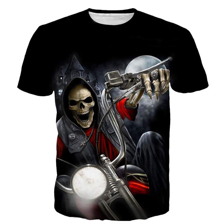 Awesome Skull Ghost Rider Motorcycle T-Shirt 3D All Over Print