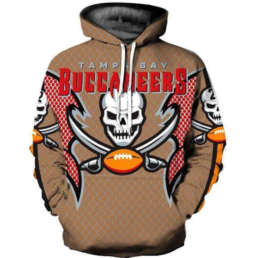 3D Tampa Bay Buccaneers Printed Hooded Pocket Pullover Sweater