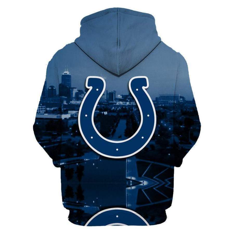 Indianapolis Colts Printed Hooded Pocket Pullover Sweater