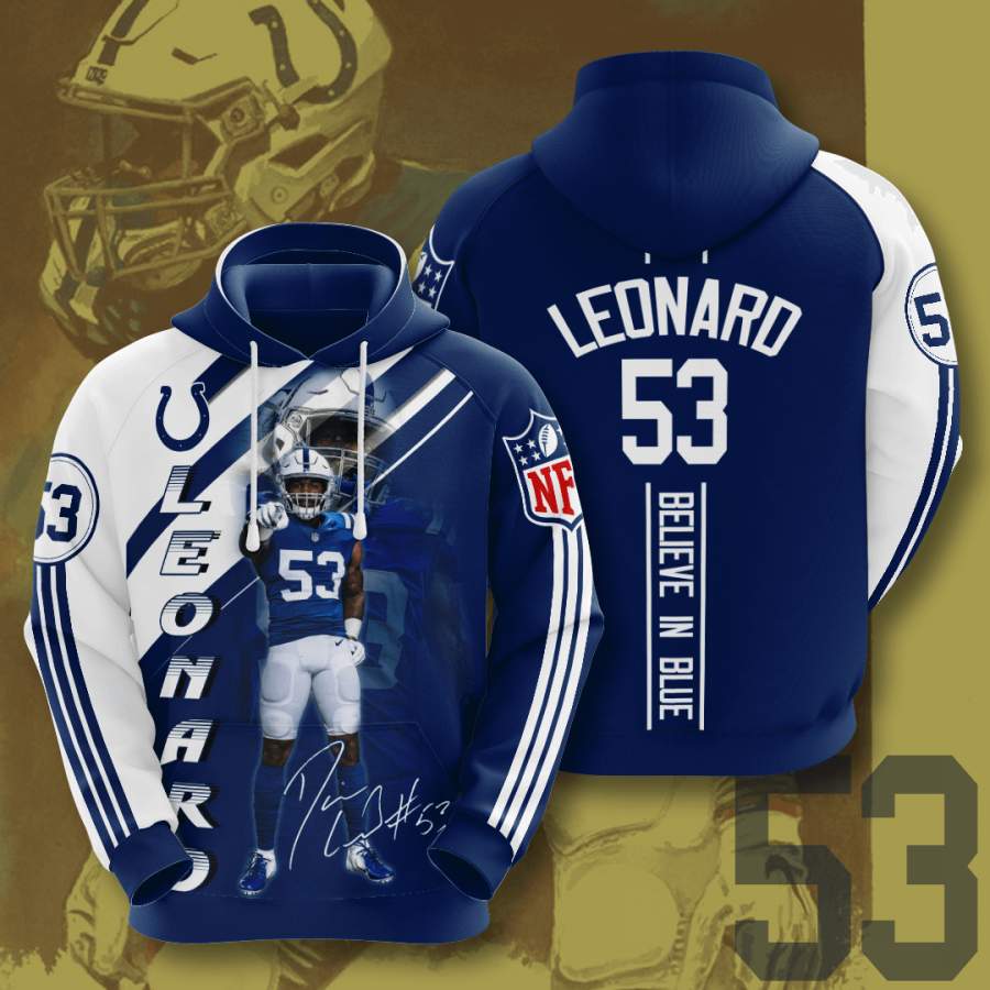 Indianapolis Colts Darius Leonard Hoodie Unisex 3D All Over Print