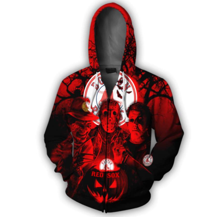 Boston Red Sox All Over Print 3D Zipper All-over print pullover Hoodie