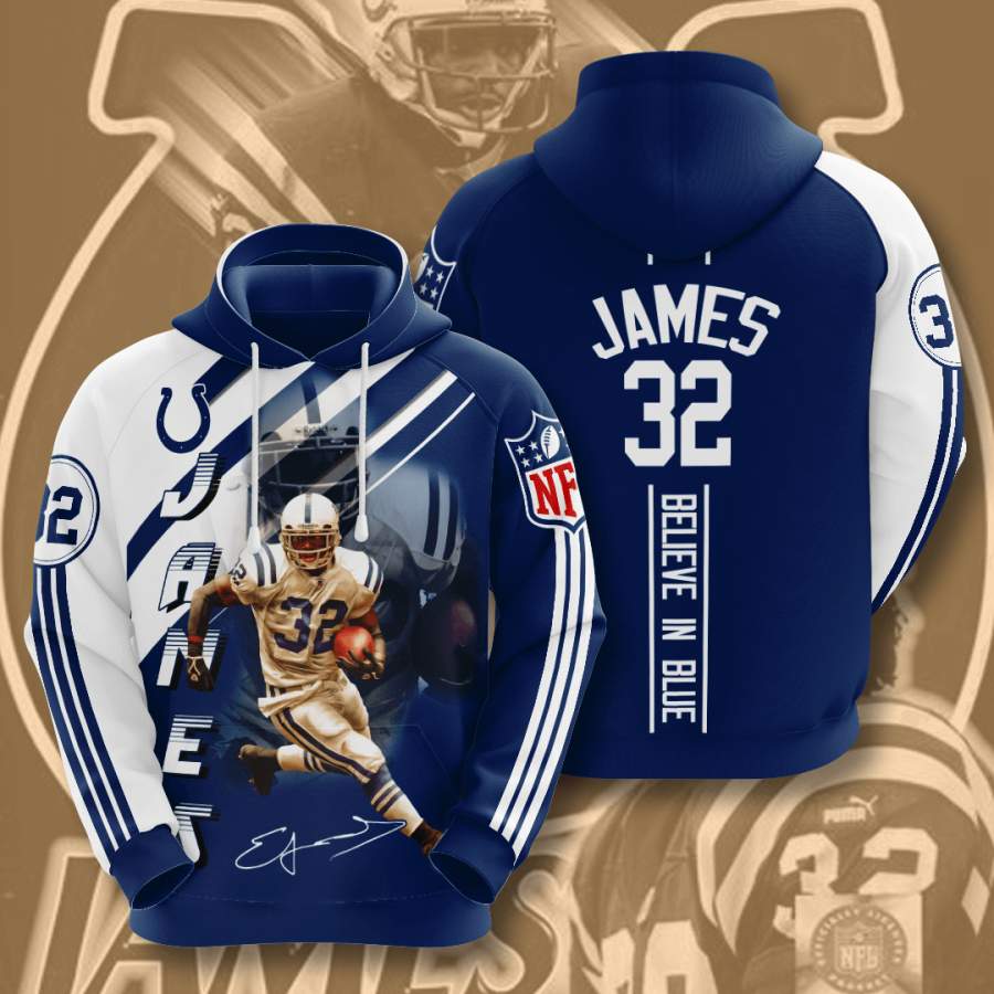 Indianapolis Colts Edgerrin James Hoodie Unisex 3D All Over Print