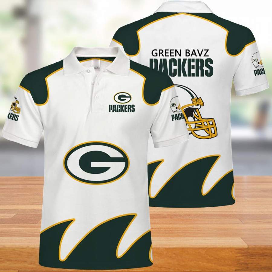 Green Bay Packers Polo T-Shirt 3D All Over Prints White