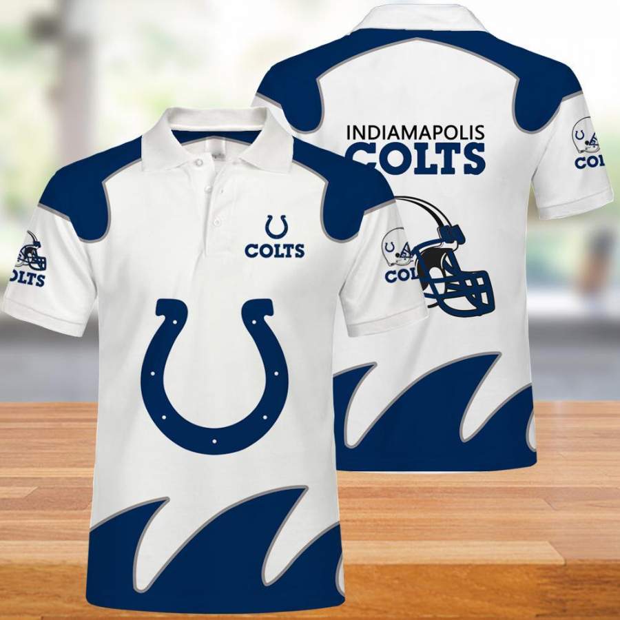 Indianapolis Colts Polo T-Shirt 3D All Over Prints White