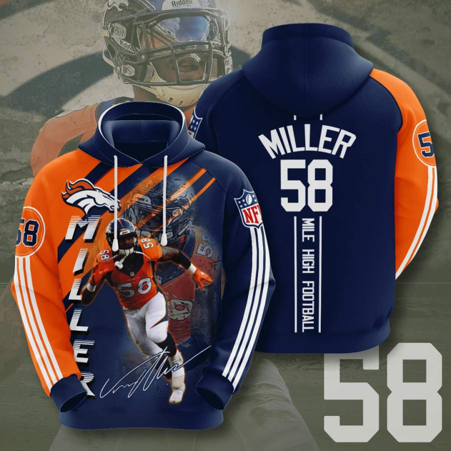 Denver Broncos Von Miller Hoodie Unisex 3D All Over Print