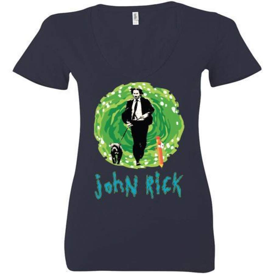 John Rick John Wick Rick And Morty Crossover Ladies Deep V-Neck