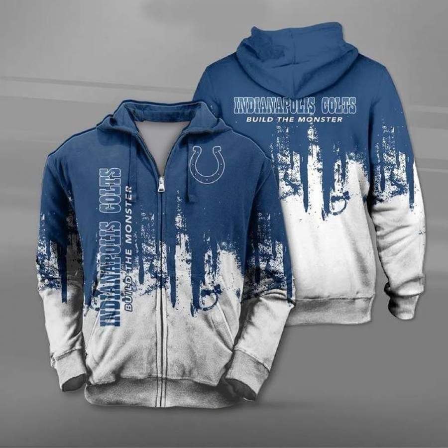 Indianapolis Colts Zipper Hoodie Unisex 3D All Over Print