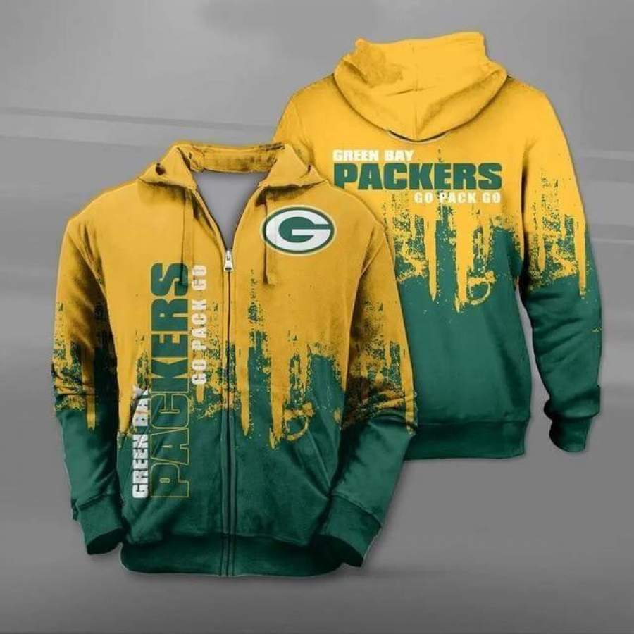 Green Bay Packers Zipper Hoodie Unisex 3D All Over Print