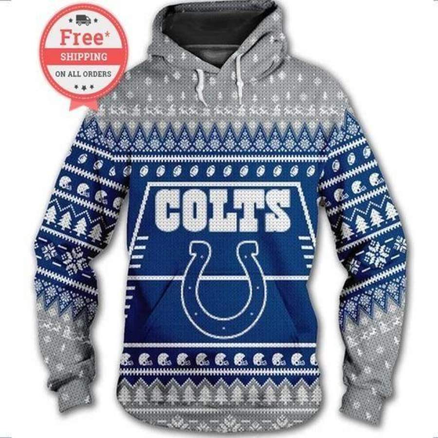 Indianapolis Colts Christmas Hoodie Unisex 3D All Over Print