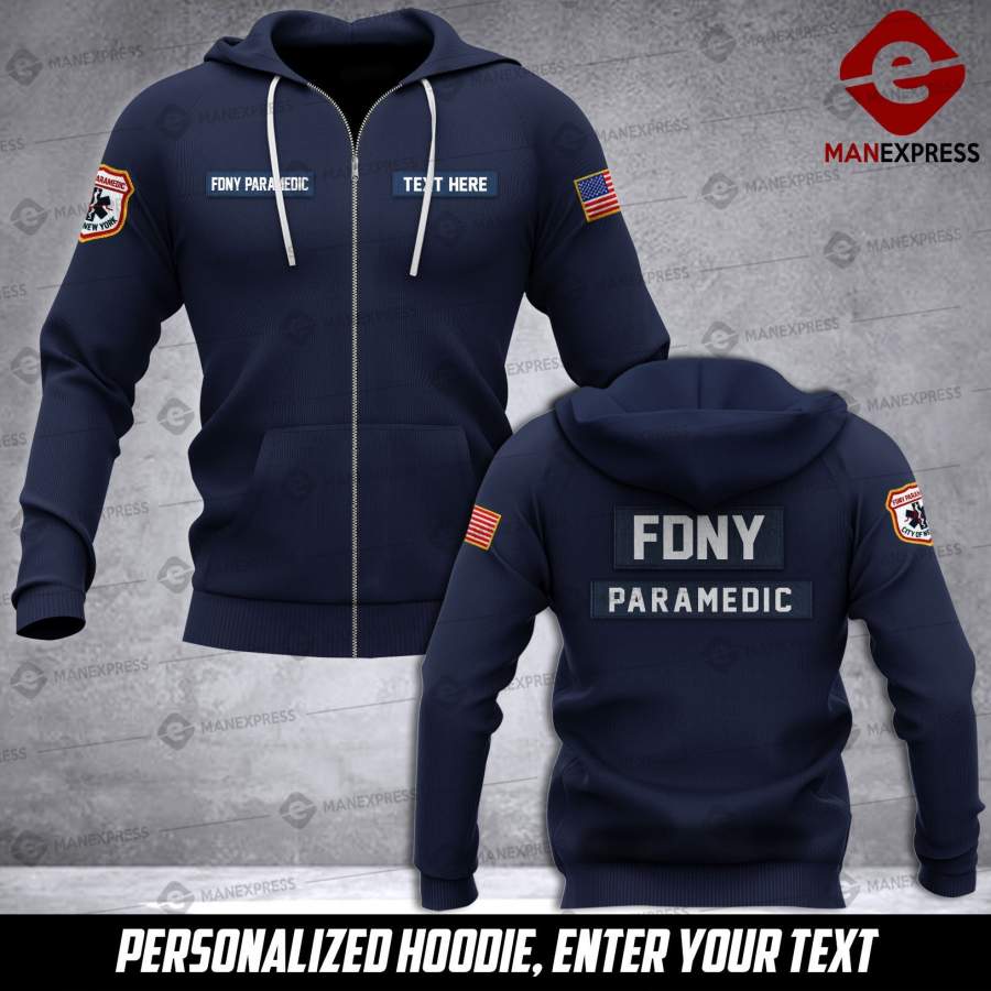 Customized Fdny – New York Firefighter Department Paramedic All-over Pullover Hoodie Print Unisex Vcll