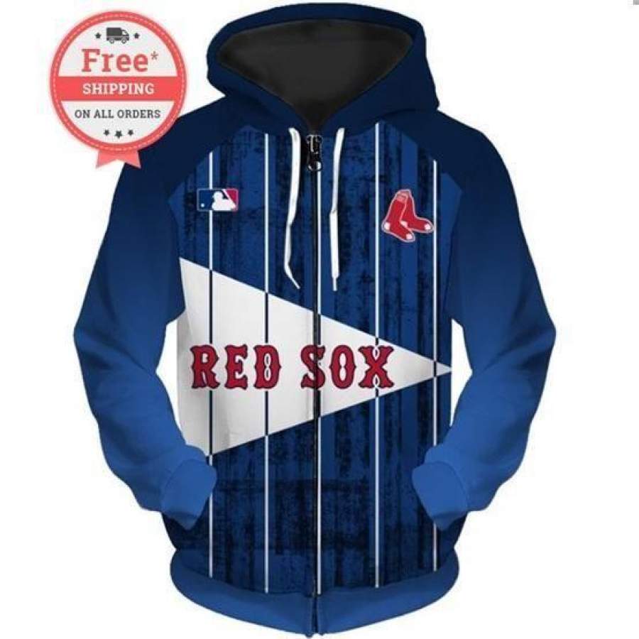 Boston Red Sox Baseball Team Zip Up Hoodie 3D Style1348 All Over Printed